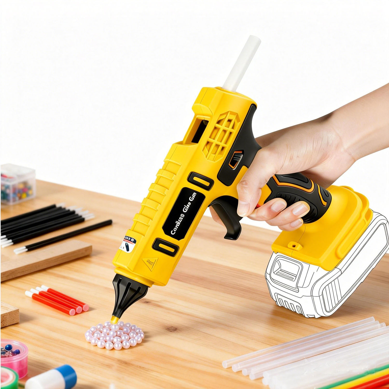 Hot Melt Glue Gun Cordless - 100W Cordless Hot Glue Gun for