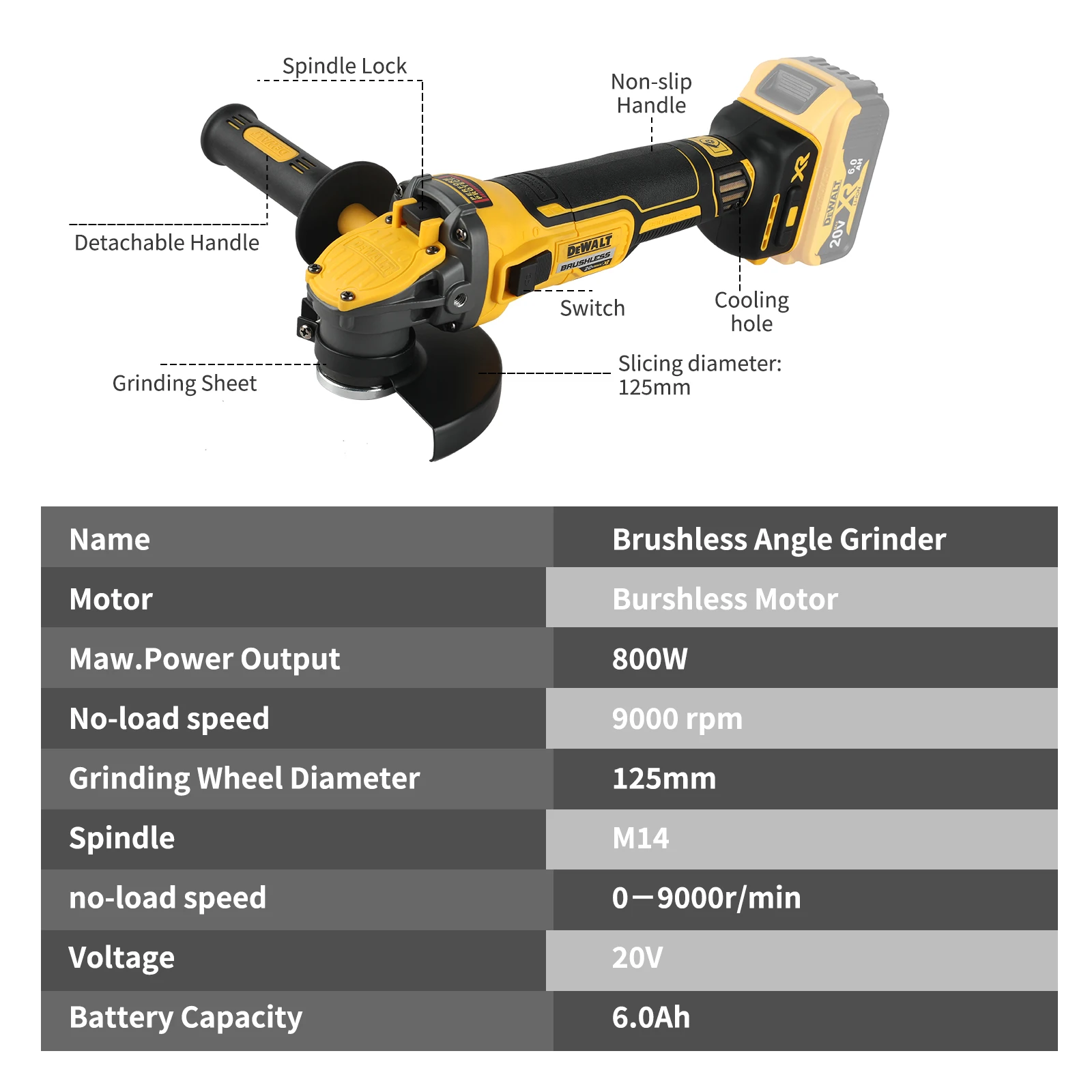 DEWALT-DCG409 angle grinder, 2 - Brushless Angle Grinder Battery Powered 评论和价格
