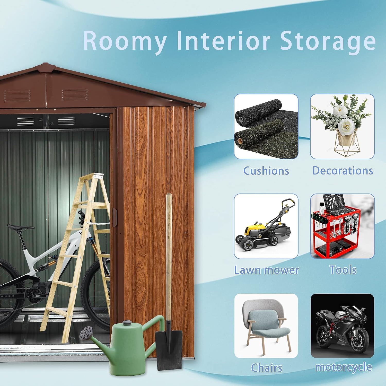 6x6FT Metal Outdoor Storage Sh - Garden Tools 评论和价格