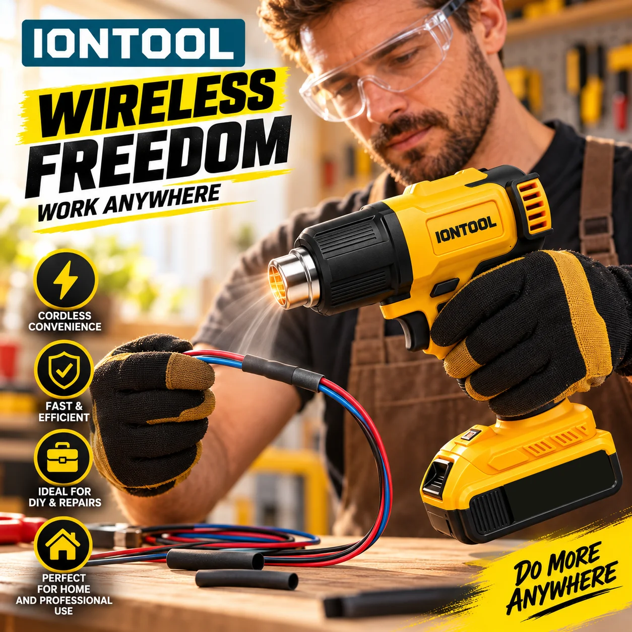 IONTOOL Yellow 550℃ Fast Heati - Cordless Heat Gun For Shrink Tubing 评论和价格